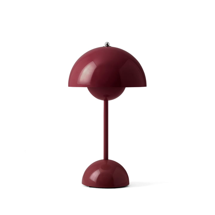 &Tradition - Flowerpot Akku Tischleuchte VP9 mit magnetischem Ladekabel, dunkle pflaume glänzend